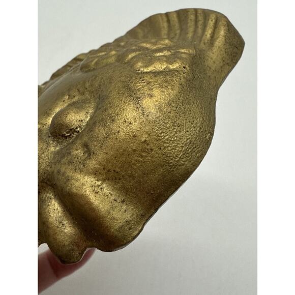 Chalkware Anthropomorphic Fish Wall Plaque Kitschy Gold 3 Heart Bubbles Patina - Picture 8 of 9